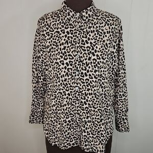 Maeve Size L Women's Leopard Print Cotton Blouse Anthropologie